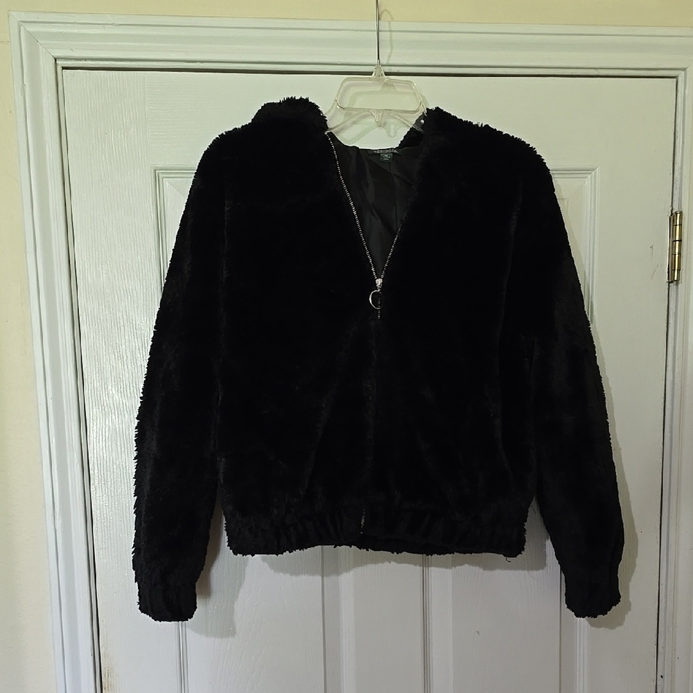 Wild Fable Black Faux Fur Coat with Hood - Womens XS